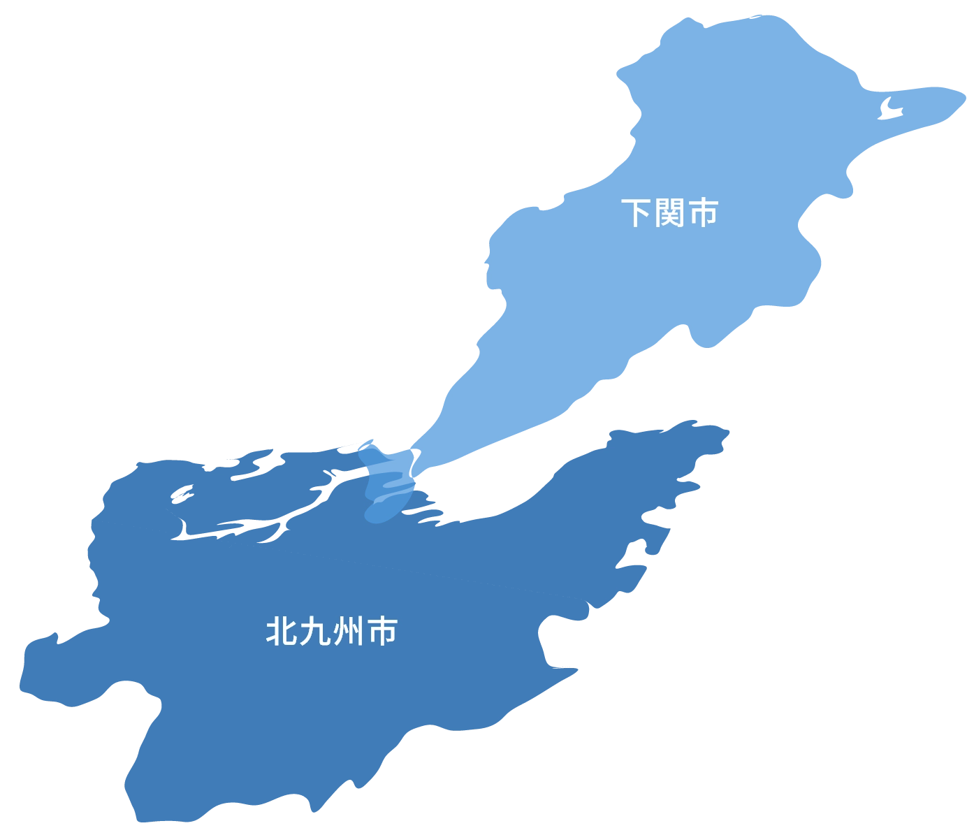 下関市と北九州市のマップ